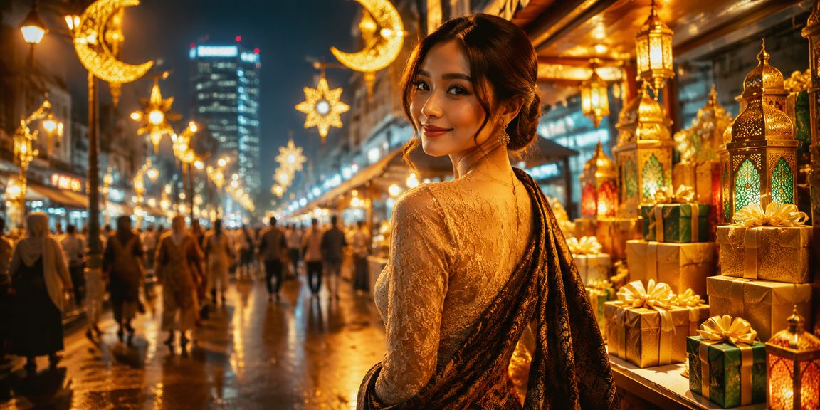 Suasana pasar malam yang ramai dengan transaksi digital dan aktivitas taruhan modern