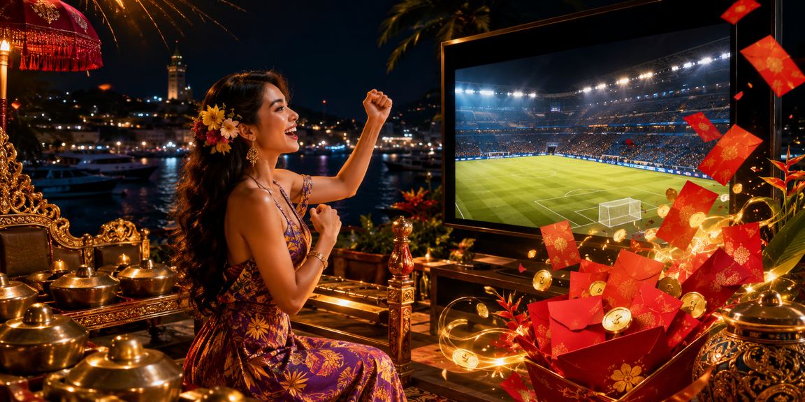 Amplop merah festival dengan suasana perayaan meriah sebagai simbol hadiah dan bonus platform
