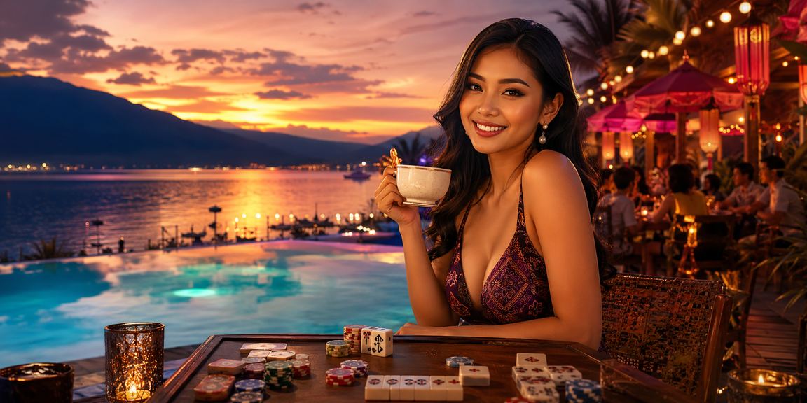 Suasana permainan kartu kasino di kafe Vietnam dengan nuansa hangat dan elegan