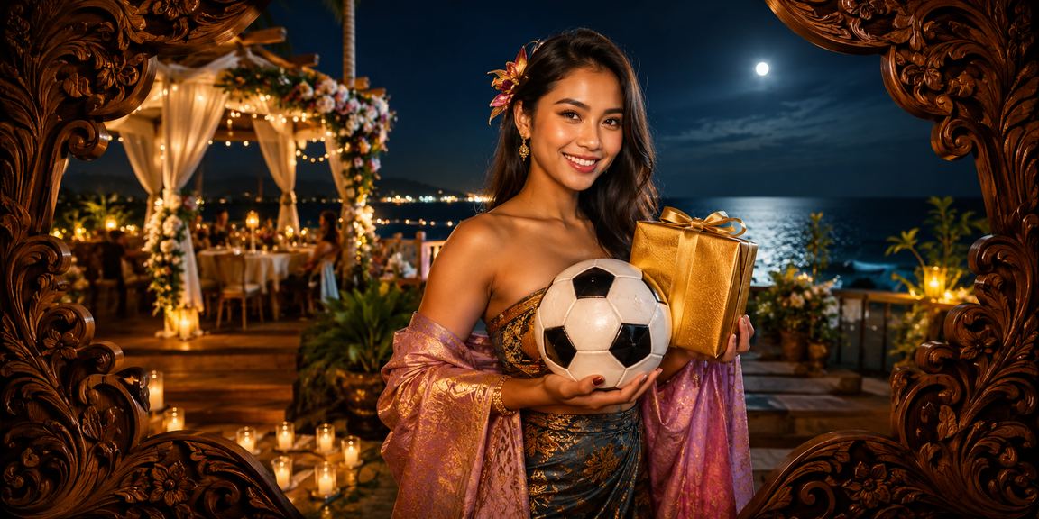 Penggemar sepak bola di tepi pantai menikmati taruhan langsung dengan suasana santai